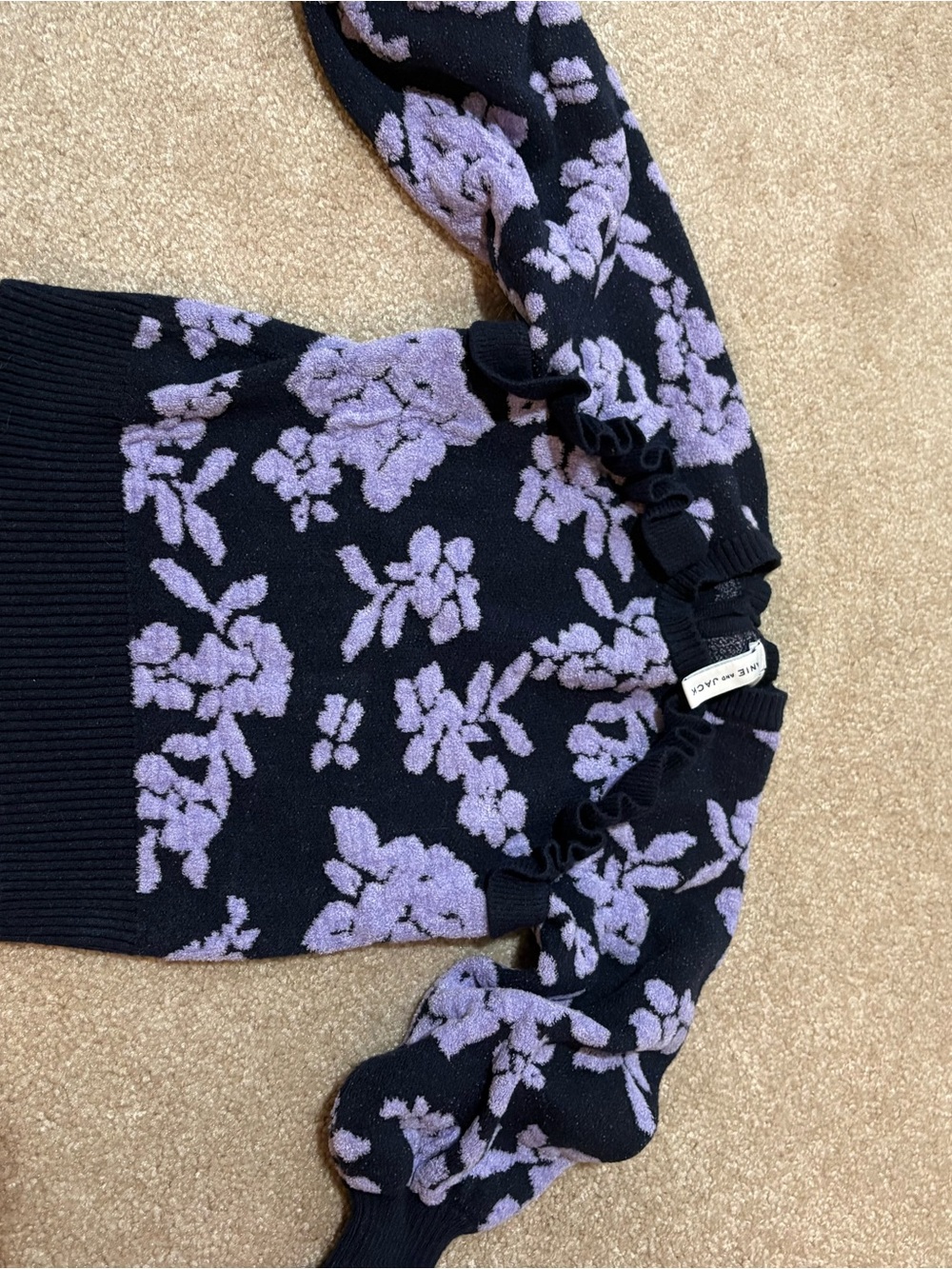 Janie and Jack navy & Lavender Floral Ruffle Sweater - Women